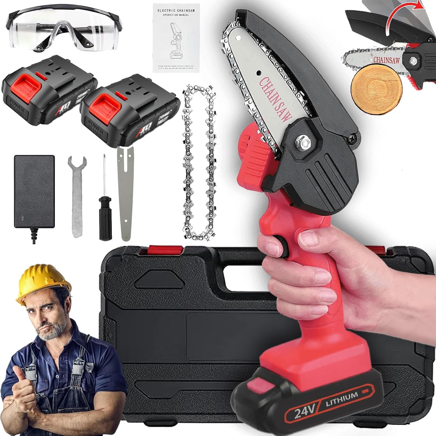 Wood Ranger Mini Chainsaw, 2025 Upgraded Electric 4 inch MINI Chainsaw ...