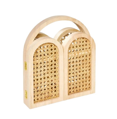 Wood Rattan Woven with Mirror Jewelry Organizer A New Day Brown Walmart