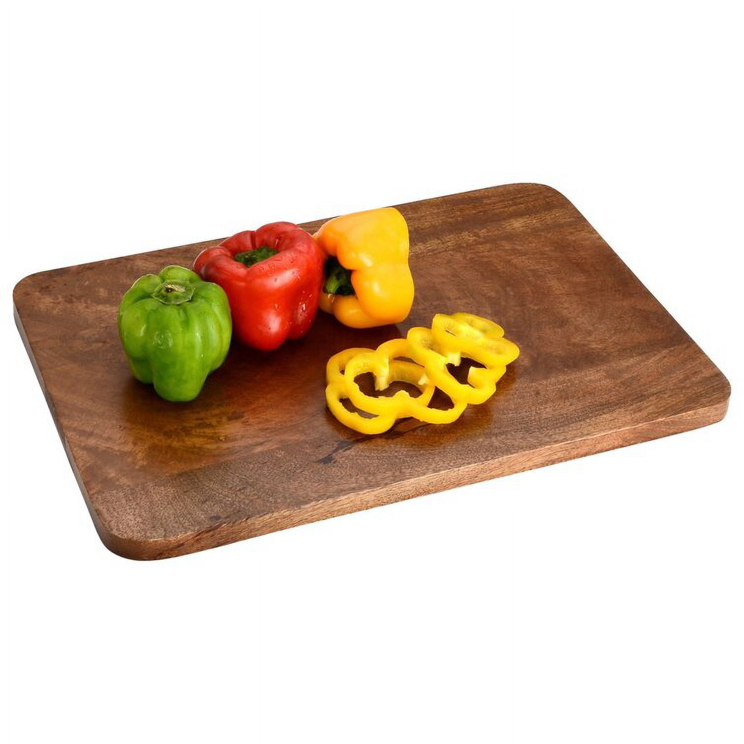 Natural Brown Rectangular Wooden Cutting Board with Rope