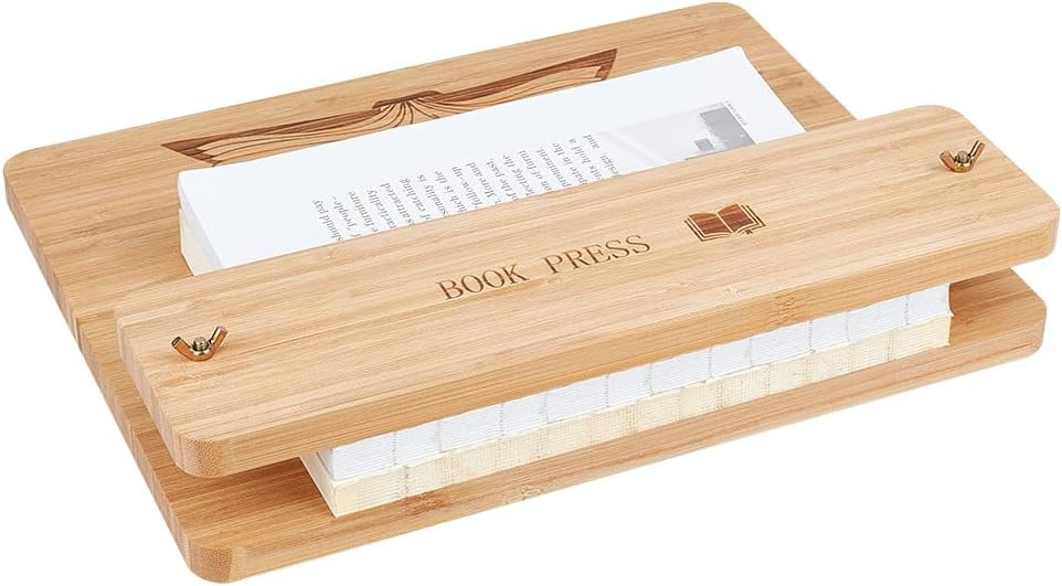 Wood Rectangle Wood Book Press Board Bookbinding Tool with Screw BurlyWood 290x370x20mm