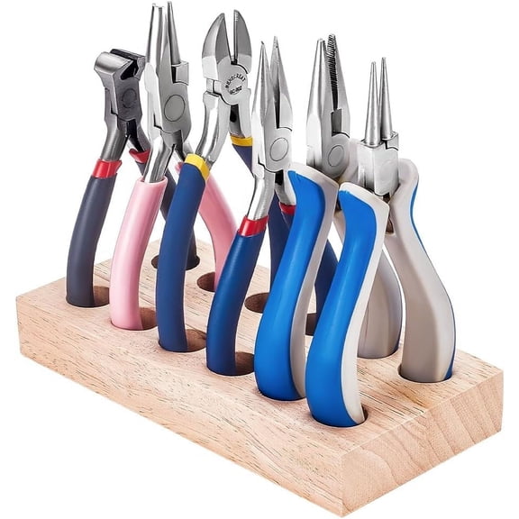 Wood Rectangular Pliers 12-Hole Storage Plate 6.2x3x0.9Inch Wooden Plier Organizers Cord Hider Pliers Stand Plier Racks Block Holder for Pliers Storage and Management