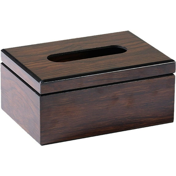 Wood Rectangular Tissue Box Holder with Magnetic Lid, Decorative Bathroom Countertop Facial Tissues Dispenser