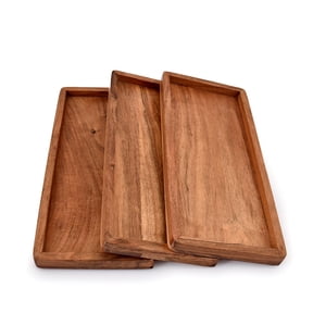 Wood Rectangular Wooden Platters For Home Decor  Food Vegetables Fruit Charcuterie Appetizer Serving Tray (13" X 5.5" 0.75") (set Of 3)