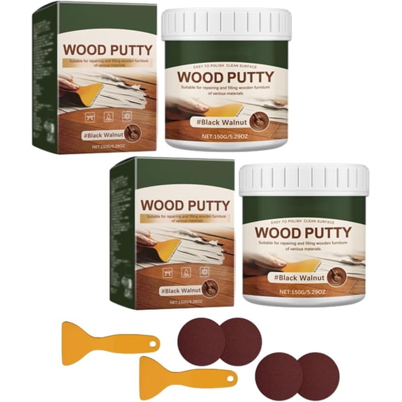 Wood Repair Filler Putty Fills Cracks Chips Smooths Surfaces Scratches, Quick Repair Blends with Dark Wood Sandable Paintable Paste for Furniture, Floors Cabinets Doors Indoor(lxf