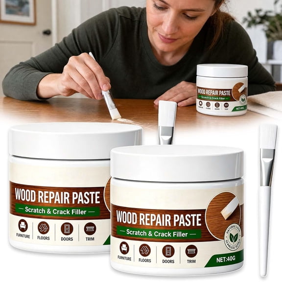 Wood Repair Paste For Furniture & Floor, Scratch Filler For Wood Surfaces, Brown Wood Putty Restorer (2PCS)