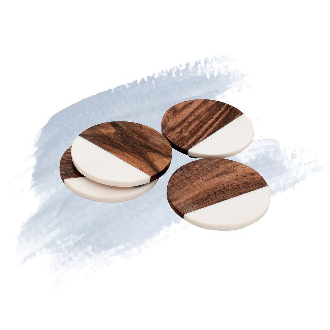 Wood/Resin Coasters (4) Pieces Wooden/Resin Coasters Cup Coaster Set