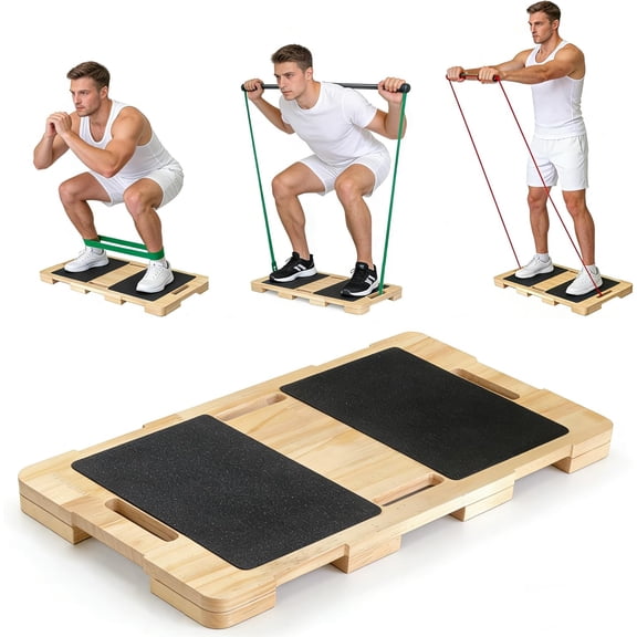Wood Resistance Band Platform Base, Fitness Exercise Board Footplate for Home Gym Workout