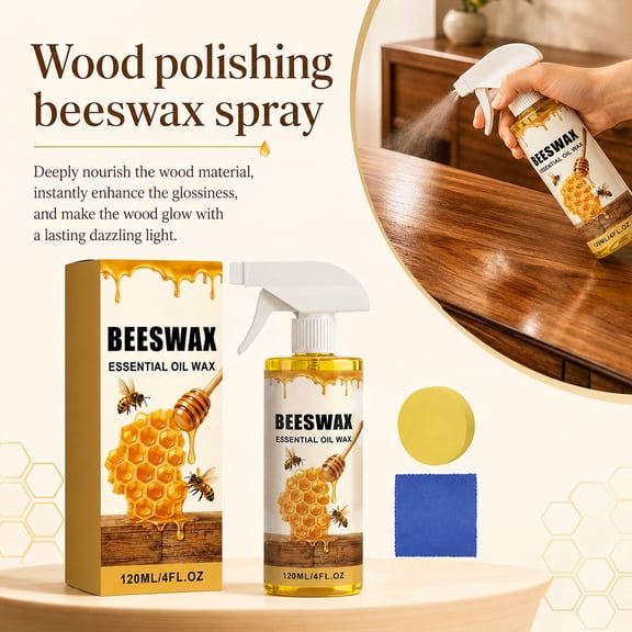 Wood Restorer Set, Honey Scented Beeswax Furniture Polish, Furniture Wax for All Finished Wood Types, Wood Repair Minor Scratch Kit, Comes with Round Applicator Pad and Thick