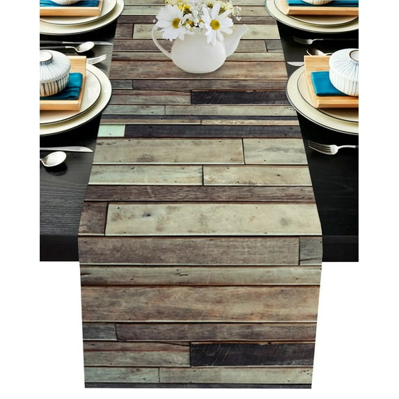 Wood Retro Shabby Table Runner Luxury Home Dining Table Coffee Table Holiday Wedding Decoration Party Dinner Table Runner