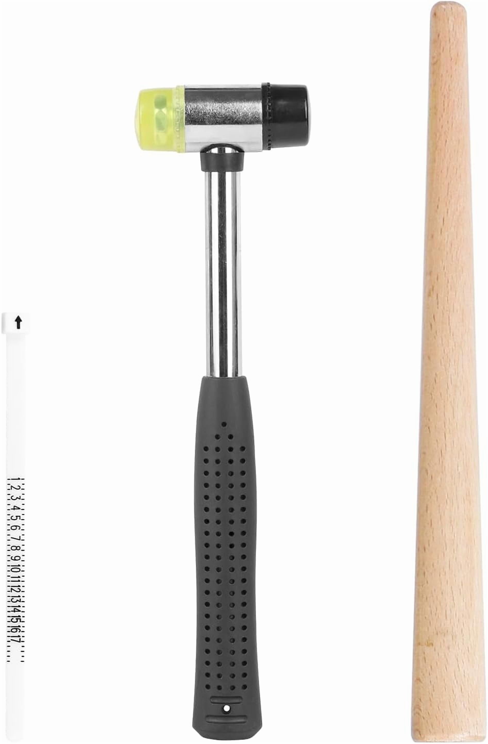 OUTZAI Wood Ring Mandrel Ring Sizer Kit with Finger Gauge and Jewelry Hammer for Ring Making Repair and Resizing Tools