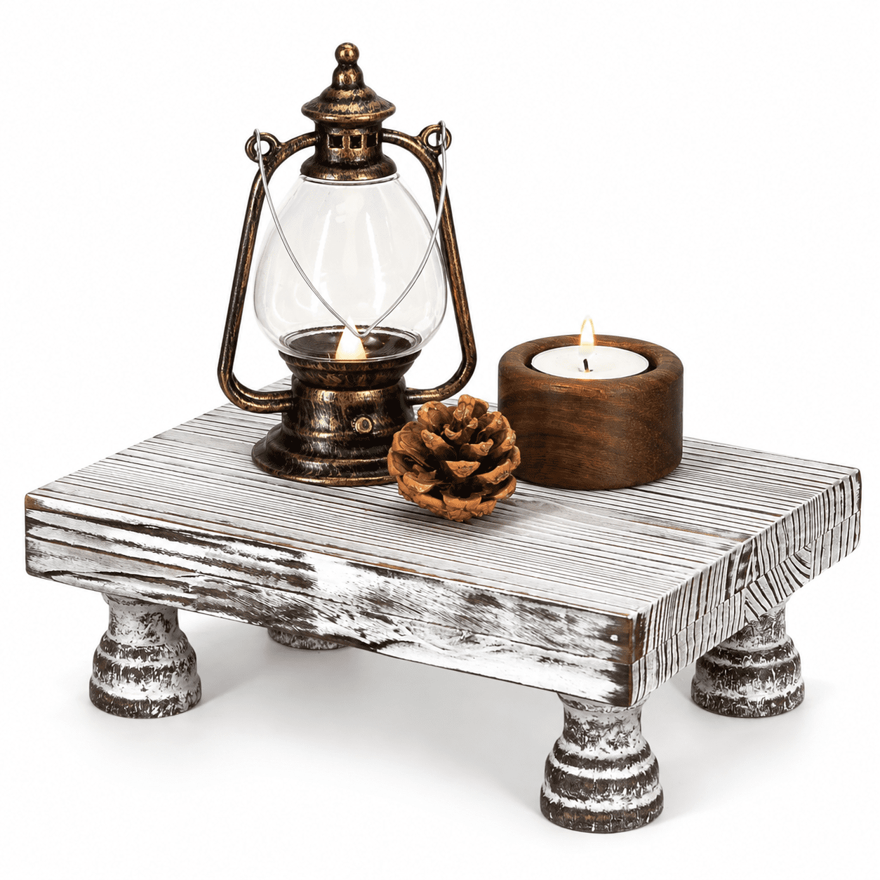 Bread Riser Display Wood Riser & Display Stand For Living Room Distressed White - Walmart.com