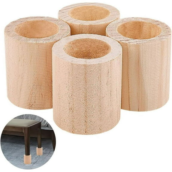 Wood Riser Furniture Feet Cup for Sofa Bed Desk Column Antique White 56.5x69mm