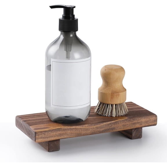 Wood Risers for Decor Display, Small Wood Tray Pedestal StandBathroom Counter Sink Decor, Dish Soap Tray Wood Tray for Kitchen Counter, Wood Soap Pedestal, Soap Dispenser Stand Modern Farmhouse