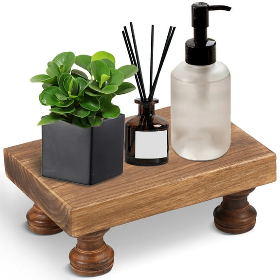 Wood Risers for Display, Farmhouse Wood Pedestal Stand for Decor, Rustic Wooden Riser for Kitchen & Bathroom Counter Decor, Home Decorations, Display Tray for Soap, Sink Decor, Plant Holder