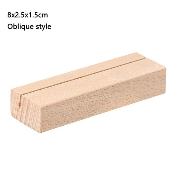 Wood Romantic Picture Cards Display Stand Paper Clamp Desktop Decoration Place Card Table Numbers Holder Clamps Stand Photos Clips 8X2.5X1.5CM OBLIQUE STYLE