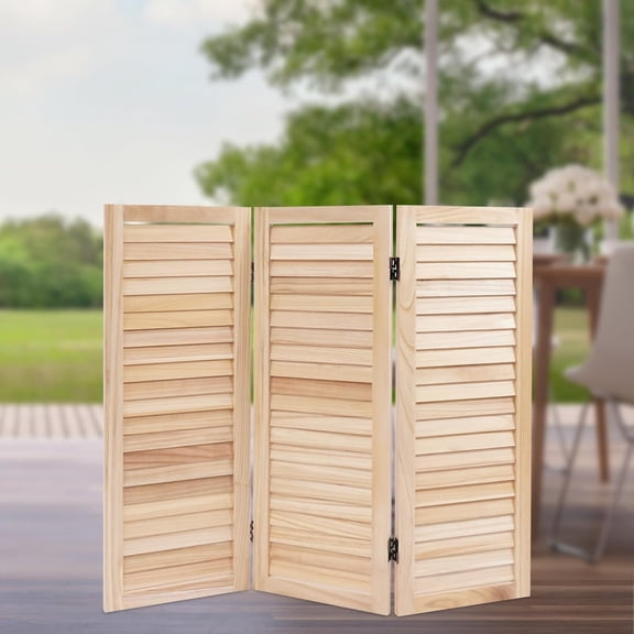 Wood Room Divider 3 Panel,2.6 Ft Tall Shutters Folding Divider for Room Separation,Room Partitions and Dividers Freestanding, Foldable Wall for Home Bedroom Office (Wood)