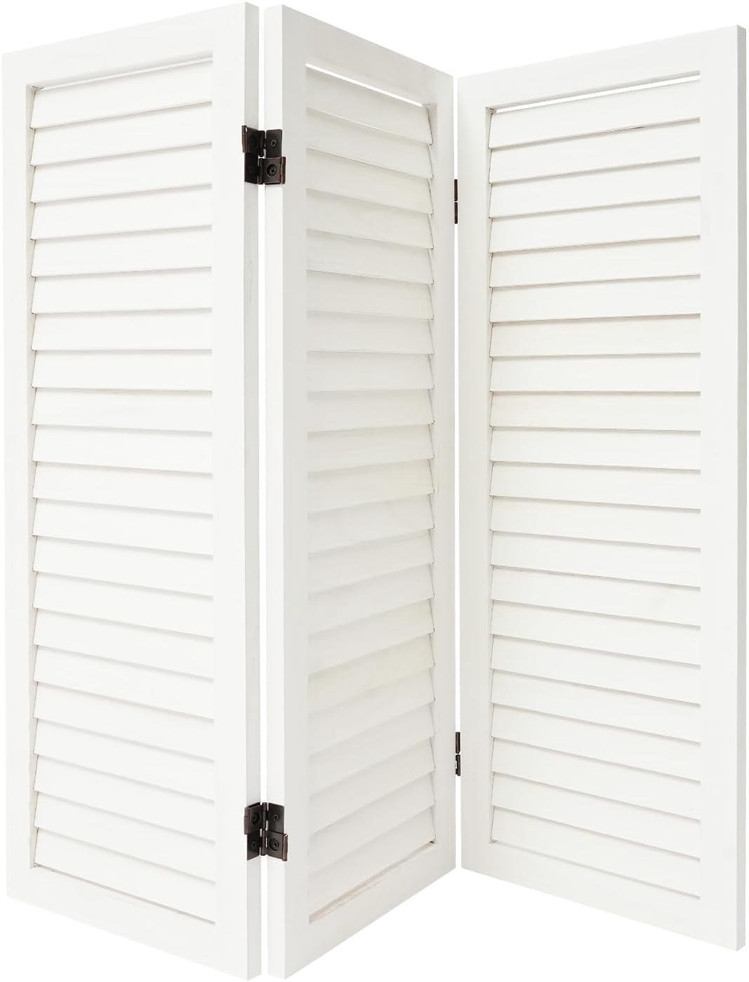 Wood Room Divider 3 Panel, Short Folding Privacy Screen 31.9in Tall, White Freestanding Room Partitions for Office, Bedroom, Home