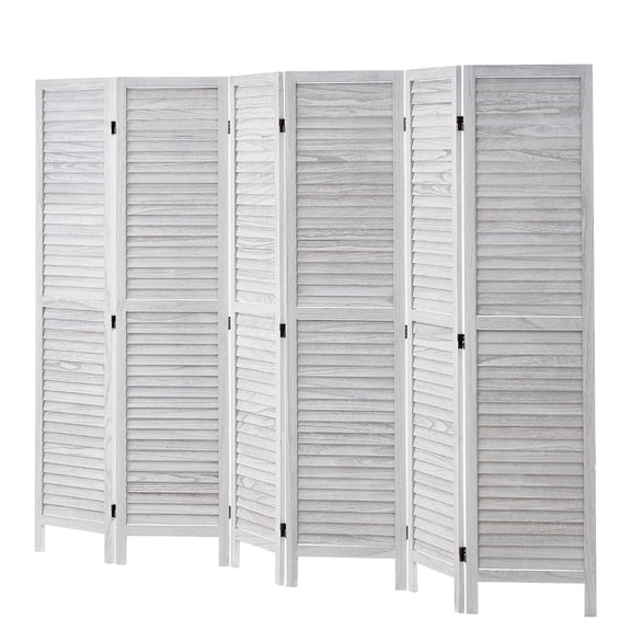 Wood Room Divider, 6 Panel Wood Folding Privacy Screen, 66.9 Inches Tall Indoor Louvered Wooden Partition, Portable Decoration Screen, for Room Separation, Home, Office, Restaurant & Bedroom