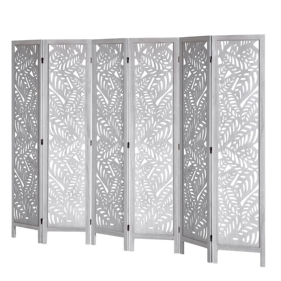 Wood Room Divider 6 Panel Wood Folding Privacy Screen, Waterproof, Home, Office, Retro Art, for Room Separation, Restaurant & Bedroom, for home office apartment bedroom and small space use