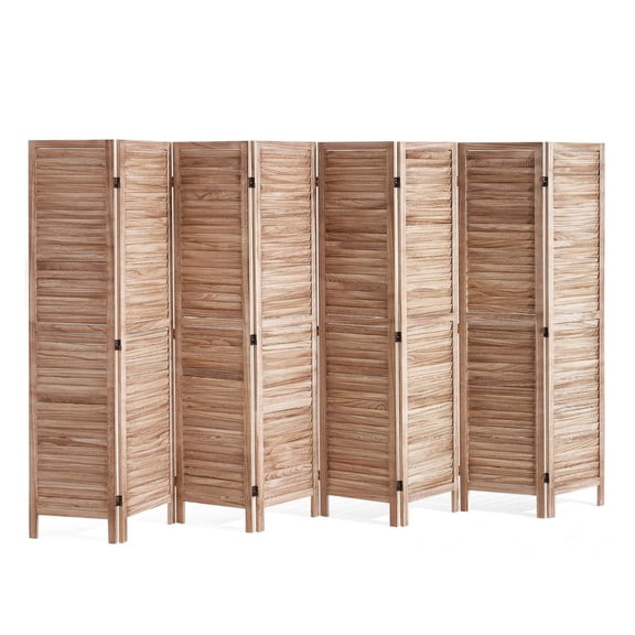 Wood Room Divider 8 Panel, 66.9" Tall Folding Privacy Screen, Louvered Partition for Home, Office, Bedroom, Restaurant, Portable Decorative Screen