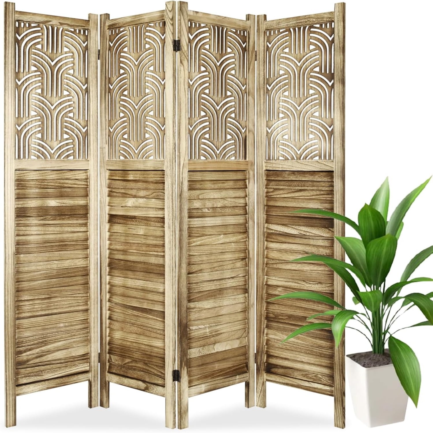 Wood Room Dividers 4 Panel Premium Wooden Room Dividers Wall for