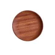 Wood Round Dessert Plate, Japanese Style Snack Tray For Dried Fruit And Candy, Classic Wooden Coffee Saucer And Serving Dish, Wood Round Dessert Plate For Home Tea Time And EntertainingA