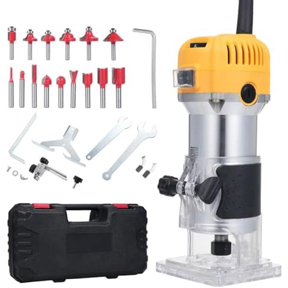 Wood Router 800W Wood Trimmer 30000r/min 6 Variable Speed with 15pcs Milling Cutter Accurate Cutting for Woodworking Trimming Cabinet Processing, Handicraft Making DIY$$Tools & Hardware Other