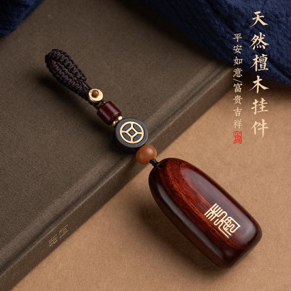 Wood Ruyi Keychain Amulet Pendant Unisex