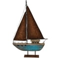 thumbnail image 1 of Wood Sailboat Decor Nautical Decoration, 13.43" H Sail Boat Decor Display Rustic Nautical Beach Theme Room Decor Nautical Tabletop Decor for Living Room Bathroom Home Decor (Blue), 1 of 7