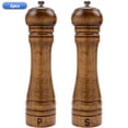 thumbnail image 1 of Wood Salt and Pepper Grinder Set,8” Pepper Grinders,2Pack Haomacro Manual Salt and Pepper Mill Set,Salt Shakers with Adjustable Ceramic Rotor, 1 of 10