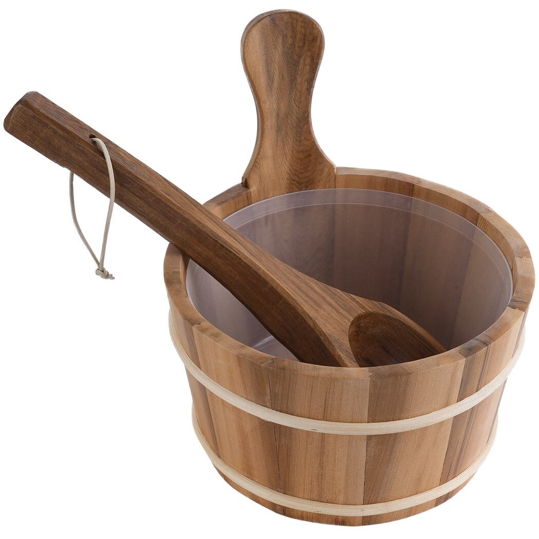 Wood Sauna Bucket and Ladle, 1 Gallon Handmade Cedar Wooden Sauna