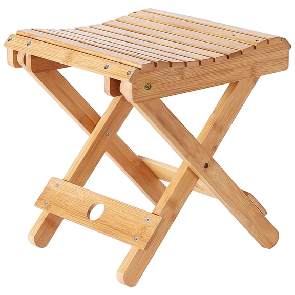 Wood Sauna Chair, Portable Folding Stool, Sauna Bench with X-Shaped Support, Waterproof, Space-Saving, Ideal for Sauna, Camping, Beach and Stadium, 1-Person Capacity, 1.42 x 11.02 x 11.81"