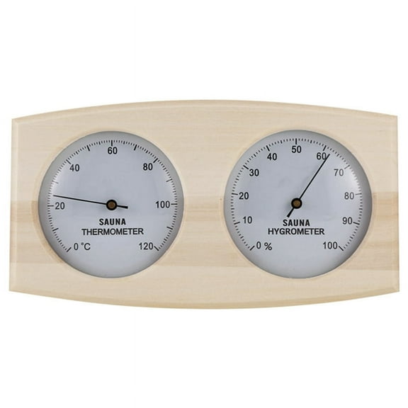 Wood Sauna Thermometer & Hygrometer, Wall-Mounted Spa Accessory, Mechanical, No Battery Required - for Family Hotel Sa