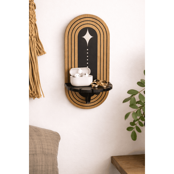 Wood Sconce Shelf - Natural and Black | Neutral Mod Collection