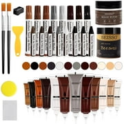 SEISSO Wood Furniture Repair Kit -12 Wood Fillers with Wood Putty and Touch Up Markers Wax Fillers Beeswax for Hole, Scratch, Cracks Cover Wooden Floor Door Surface Repair Restore -Set of 36