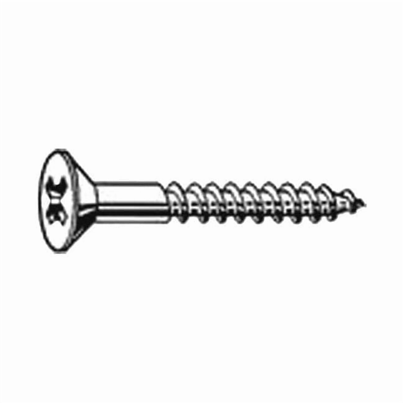 Wood Screw, #10, 1-3/4 in, Plain 18-8 Stainless Steel Flat Head Phillips Drive, 100 PK