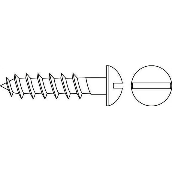 Wood Screw, #10, 3/4 in, Zinc Plated Steel Round Head Slotted Drive, 100 PK