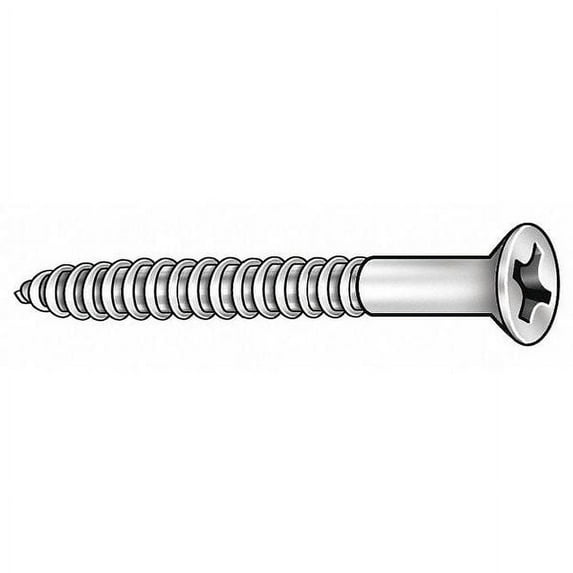 Wood Screw, #14, 1-1/4 in, Zinc Plated Steel Flat Head Phillips Drive, 100 PK