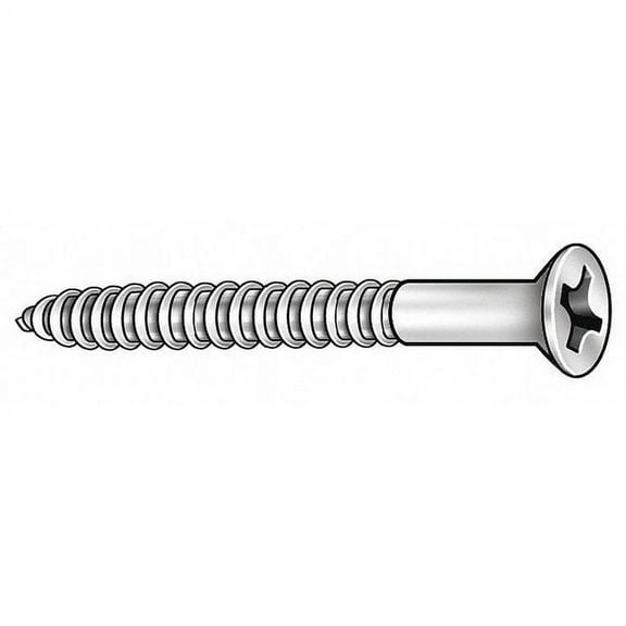 Wood Screw, #14, 1-1/4 in, Zinc Plated Steel Flat Head Phillips Drive, 100 PK