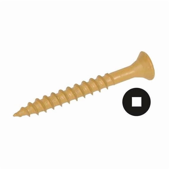 Wood Screw, #6, 1 in, Zinc Plated Steel Flat Head Square Drive, 100 PK