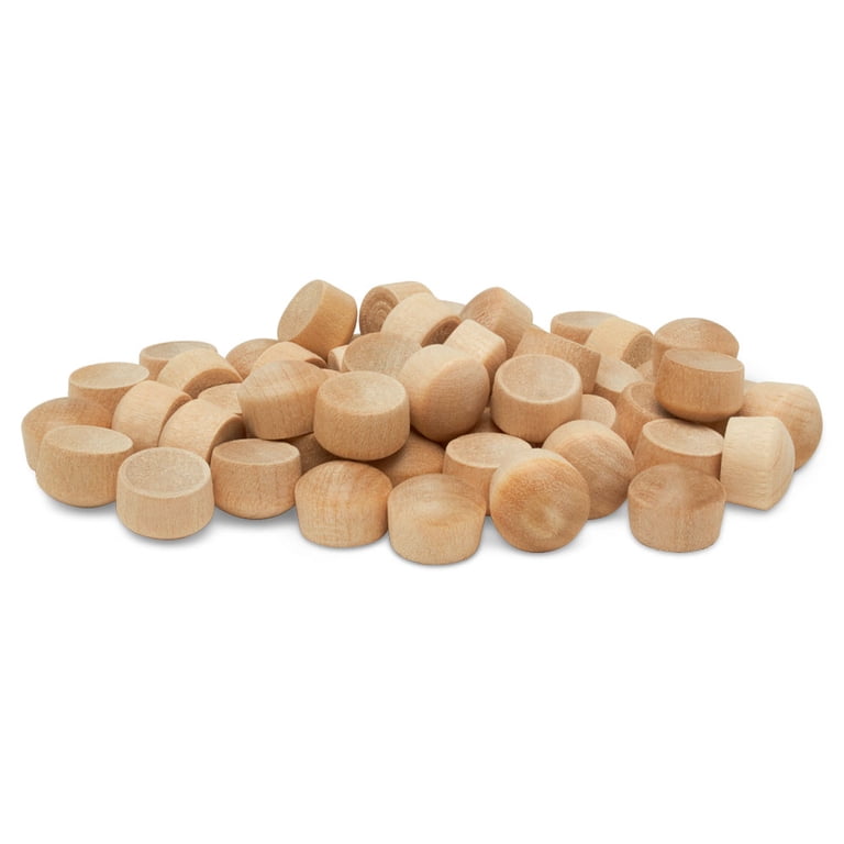 100-Pack 1/2 Inch Maple Button Top Wood Hole Plugs – Perfect For Covering Screw Holes, Tapered For Easy Fit, Unfinished For Paint Or Stain, By Woodpeckers