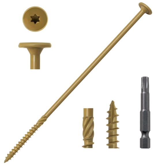 Wood Screws #14 x 8 Inch, 100-PCS, Heavy Duty Structural Lag Screws, Rust Resistant Coated for Exterior Decking/Construction/Timber/Landscape, Star Drive Flat Head, T30 Bit Included, Bronze