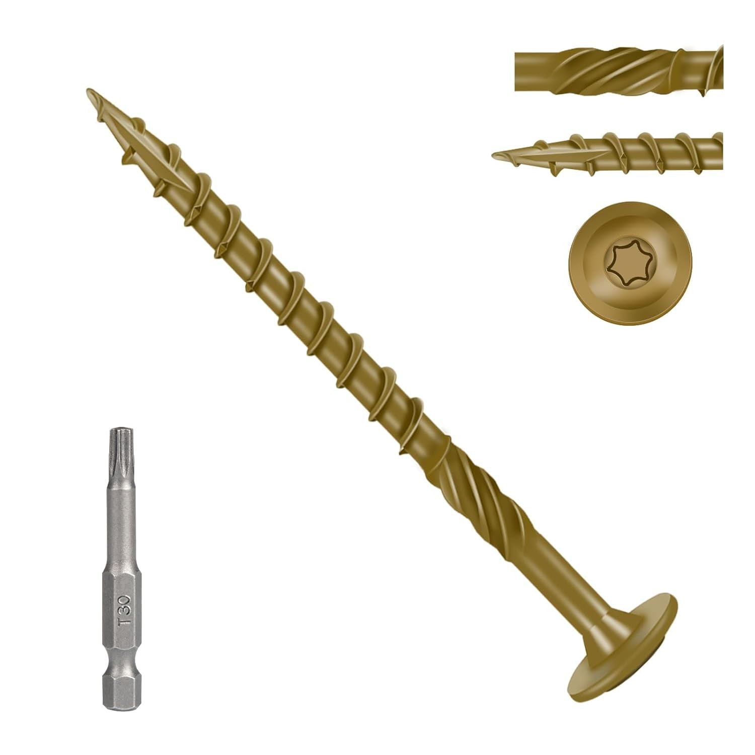 3-Inch Tan IMScrews Wood Deck Screws – T30 Star Drive With Large Washer Head, Rust-Resistant For Outdoor Timber & Landscaping (50-Pack)