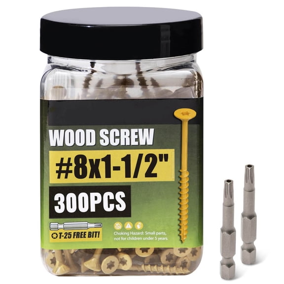 Wood Screws, Deck Screws, Rust Resistant, Epoxy Coated, Exterior Wood Screw, Outdoor Decking Screws, Torx/Star Drive Head, T25 Star Bit Included, Tan