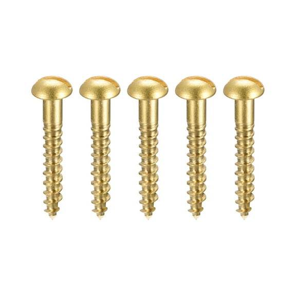 Wood Screws M3 x 21mm Slotted Round Head Copper Self-Tapping Screw 50 Pcs