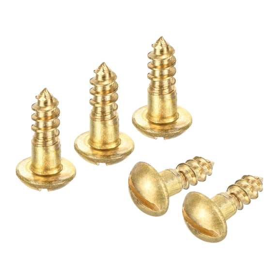Wood Screws M4 x 12mm Slotted Round Head Copper Self-Tapping Screw 150 Pcs