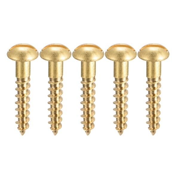 Wood Screws M4 x 20mm Slotted Round Head Copper Self-Tapping Screw 20 Pcs