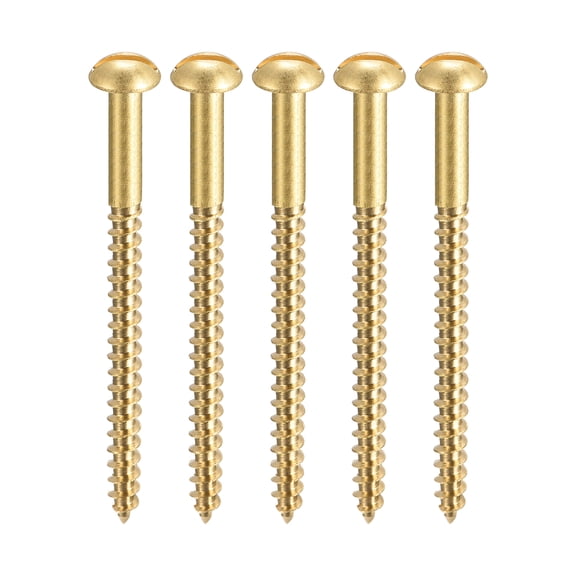 Wood Screws M4 x 60mm Slotted Round Head Copper Self-Tapping Screw 50 Pcs