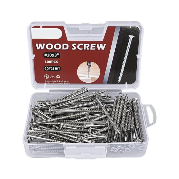 Wood Screws, Stainless Steel Deck Screws, Flat Head T25 Torx Drive, for Fencing Decks Outdoor Projects, Includes Torx Drive Bit