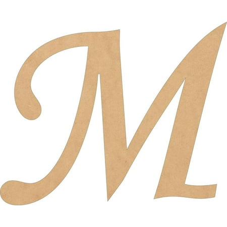 Wood Script Letters, Blank 15'' Monotype Font M, Craft Wall Hanging Shape